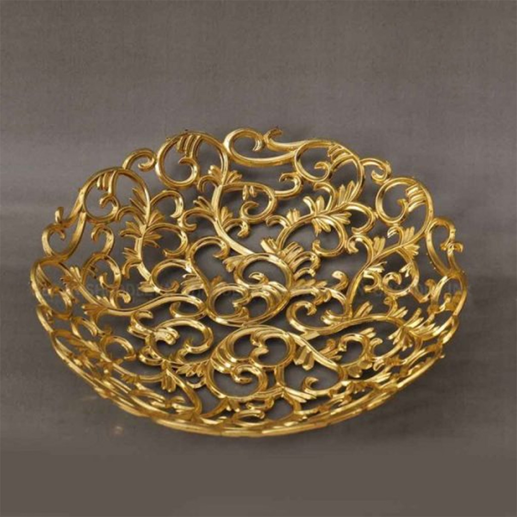 PLASTIC GOLDEN FLORAL BOWL